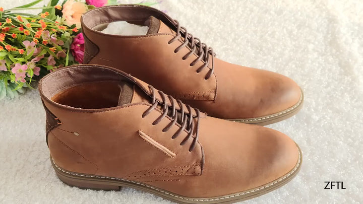 ZFTL NEW men's Basic boots crazy horse skin leather handmade men's lager size Casual shoes men's lace-up Ankle boots 2025 new